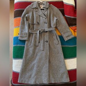 JH Collectibles Vintage Wool Houndstooth Trench Coat